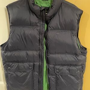 Lacoste Men's Black Puffer Vest with Green Interior